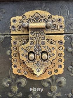 Vintage 20x11 Treasure Chest Keepsake Box Ft. Acanthus Swag & Fluer de Lis Motif