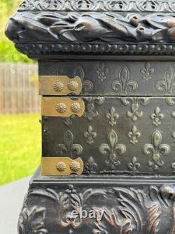 Vintage 20x11 Treasure Chest Keepsake Box Ft. Acanthus Swag & Fluer de Lis Motif