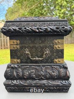 Vintage 20x11 Treasure Chest Keepsake Box Ft. Acanthus Swag & Fluer de Lis Motif