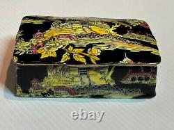 Vintage 30s Royal Winton Grimwades Black Pekin Chinoiserie Candy Dish Box Lidded