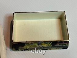 Vintage 30s Royal Winton Grimwades Black Pekin Chinoiserie Candy Dish Box Lidded