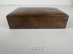 Vintage 50's Copper Wood Lined Arabic Script Lidded Trinket Box Storage Box MCM