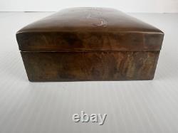 Vintage 50's Copper Wood Lined Arabic Script Lidded Trinket Box Storage Box MCM