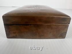 Vintage 50's Copper Wood Lined Arabic Script Lidded Trinket Box Storage Box MCM