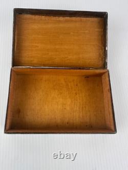 Vintage 50's Copper Wood Lined Arabic Script Lidded Trinket Box Storage Box MCM