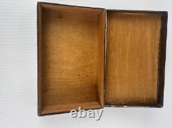 Vintage 50's Copper Wood Lined Arabic Script Lidded Trinket Box Storage Box MCM