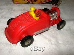 Vintage 50's Marx Red Plastic #3 Hot Rod Friction Sports Car with Original Box