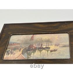 Vintage 60's Wooden Box with Key, E. Berman & Co, Milwaukee Harbor Lake Scene