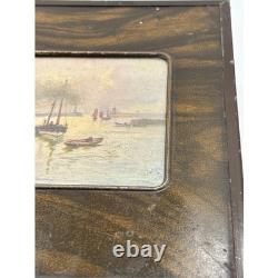 Vintage 60's Wooden Box with Key, E. Berman & Co, Milwaukee Harbor Lake Scene