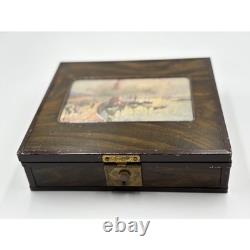 Vintage 60's Wooden Box with Key, E. Berman & Co, Milwaukee Harbor Lake Scene