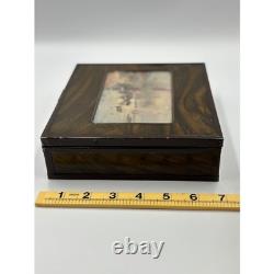 Vintage 60's Wooden Box with Key, E. Berman & Co, Milwaukee Harbor Lake Scene