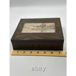 Vintage 60's Wooden Box with Key, E. Berman & Co, Milwaukee Harbor Lake Scene