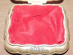 Vintage 7 1/4 X 6 X 2 3/4 High Red Velvet Lined Jewelry Trinket Metal Box
