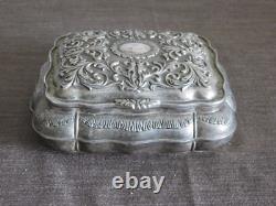 Vintage 7 1/4 X 6 X 2 3/4 High Red Velvet Lined Jewelry Trinket Metal Box