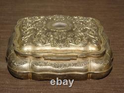 Vintage 7 1/4 X 6 X 2 3/4 High Red Velvet Lined Jewelry Trinket Metal Box