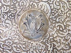 Vintage 7 1/4 X 6 X 2 3/4 High Red Velvet Lined Jewelry Trinket Metal Box