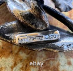 Vintage. 800 Silver Trinket Jewelry Box Orchid Yellow Stone Italy 2.3 Marked