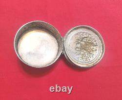 Vintage 830 Silver Trinket Pill Box With Cherubs Angels Children
