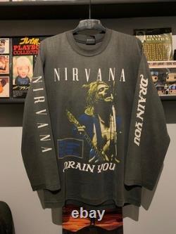 Vintage 90's bootleg nirvana Drain You Kurt Cobain Heart Shape Box Tshirt