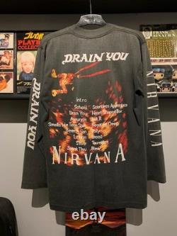 Vintage 90's bootleg nirvana Drain You Kurt Cobain Heart Shape Box Tshirt