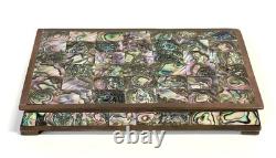 Vintage Abalone Shell And Brass Jewelry Trinket Box Mexico