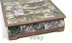 Vintage Abalone Shell And Brass Jewelry Trinket Box Mexico