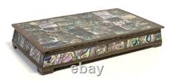 Vintage Abalone Shell And Brass Jewelry Trinket Box Mexico