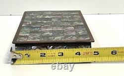Vintage Abalone Shell And Brass Jewelry Trinket Box Mexico