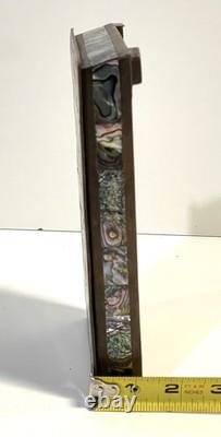 Vintage Abalone Shell And Brass Jewelry Trinket Box Mexico