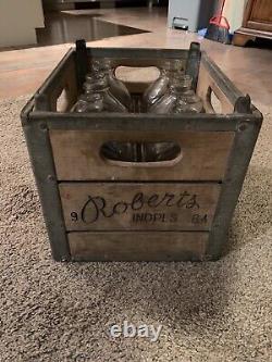 Vintage Advertising Wood Crate Box Roberts Indianapolis 6-1/2 Gallon Carrier