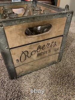 Vintage Advertising Wood Crate Box Roberts Indianapolis 6-1/2 Gallon Carrier