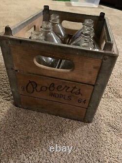 Vintage Advertising Wood Crate Box Roberts Indianapolis 6-1/2 Gallon Carrier