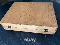 Vintage Aged Cedar Wood Painters Travel Art Box, Double Hinged, with Palette