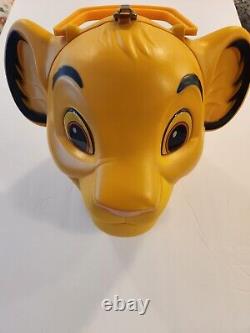 Vintage Aladdin Disney Lion King Simba Head Plastic Lunch Box Withthermos