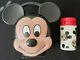Vintage Aladdin Walt Disney Mickey Mouse Head Plastic Lunch Box-original Thermos