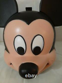 Vintage Aladdin Walt Disney Mickey Mouse Head Plastic Lunch Box With Orig Thermos