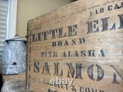 Vintage Alaska Salmon Crate Little Elf Bursley Indiana Fish Box Christmas Decor