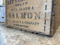 Vintage Alaska Salmon Crate Little Elf Bursley Indiana Fish Box Christmas Decor