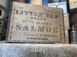 Vintage Alaska Salmon Crate Little Elf Bursley Indiana Fish Box Christmas Decor Vintage Alaska Salmon Crate Little Elf Bursley Indiana Fish Box Christmas Decor