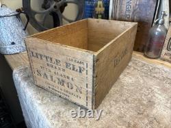Vintage Alaska Salmon Crate Little Elf Bursley Indiana Fish Box Christmas Decor