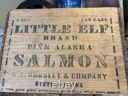 Vintage Alaska Salmon Crate Little Elf Bursley Indiana Fish Box Christmas Decor