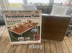 Vintage All-Luminum Products 30x63 Portable Fold-Away Travel Table Open Box