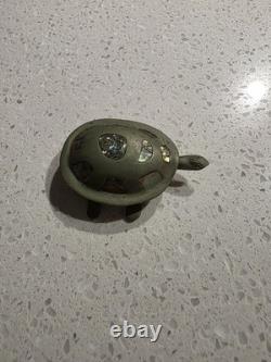 Vintage Alpaca Mexico Silver Tone With Inlaid Abalone Turtle Box