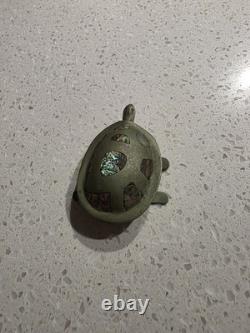 Vintage Alpaca Mexico Silver Tone With Inlaid Abalone Turtle Box
