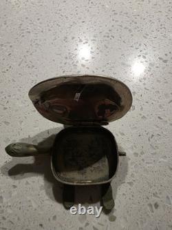 Vintage Alpaca Mexico Silver Tone With Inlaid Abalone Turtle Box