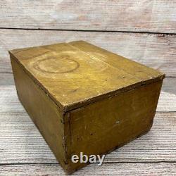 Vintage Amish Wooden Grain Box Mustard Yellow Primitive Rustic Storage Chest 14
