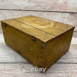 Vintage Amish Wooden Grain Box Mustard Yellow Primitive Rustic Storage Chest 14