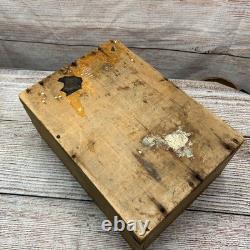 Vintage Amish Wooden Grain Box Mustard Yellow Primitive Rustic Storage Chest 14