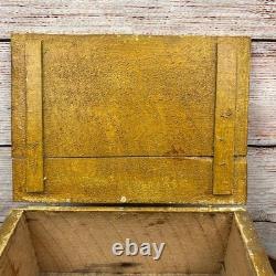 Vintage Amish Wooden Grain Box Mustard Yellow Primitive Rustic Storage Chest 14