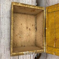 Vintage Amish Wooden Grain Box Mustard Yellow Primitive Rustic Storage Chest 14